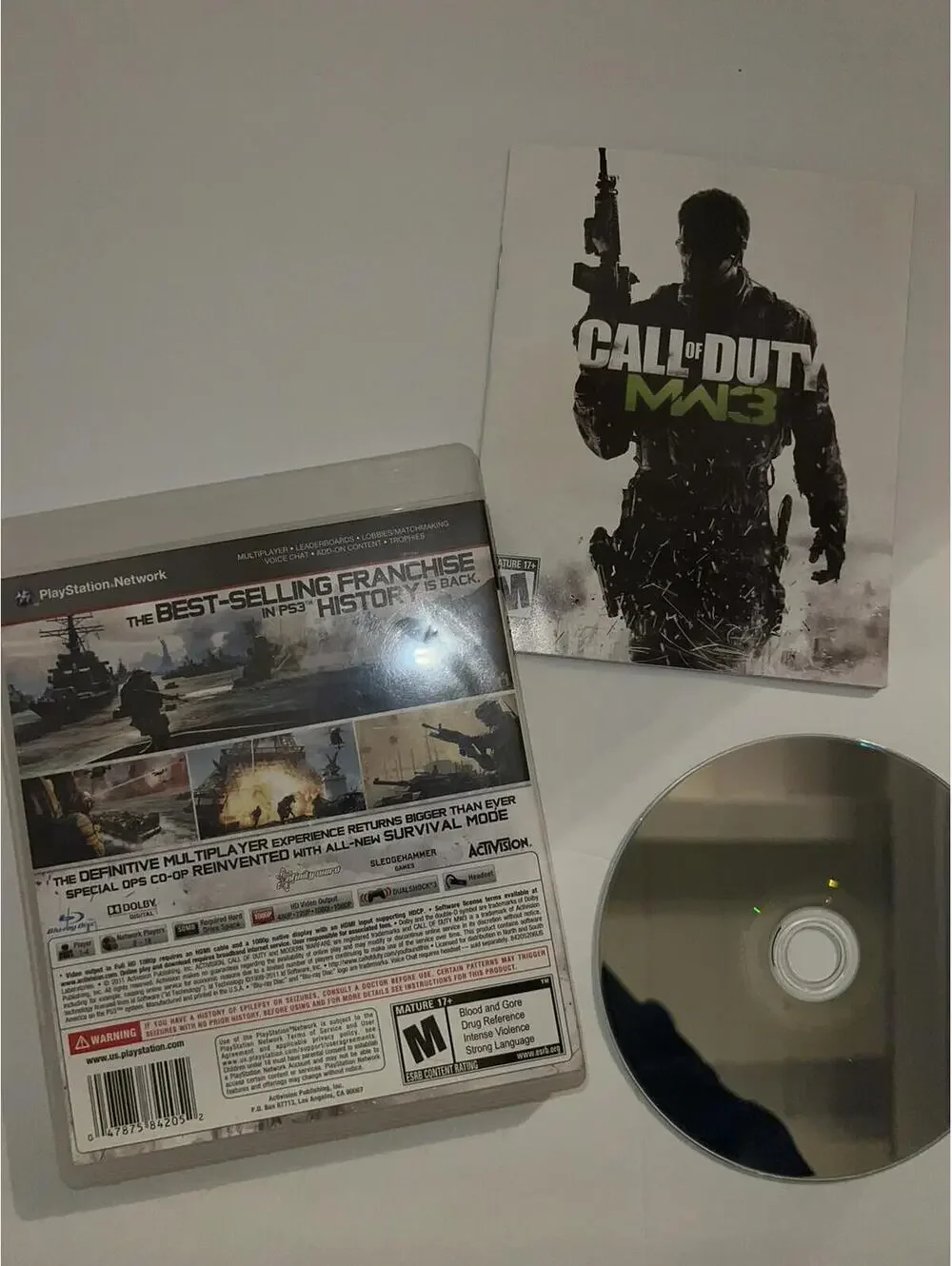 Call of Duty: Modern Warfare 3 (Sony PlayStation 3, 2011) Manuel And Case